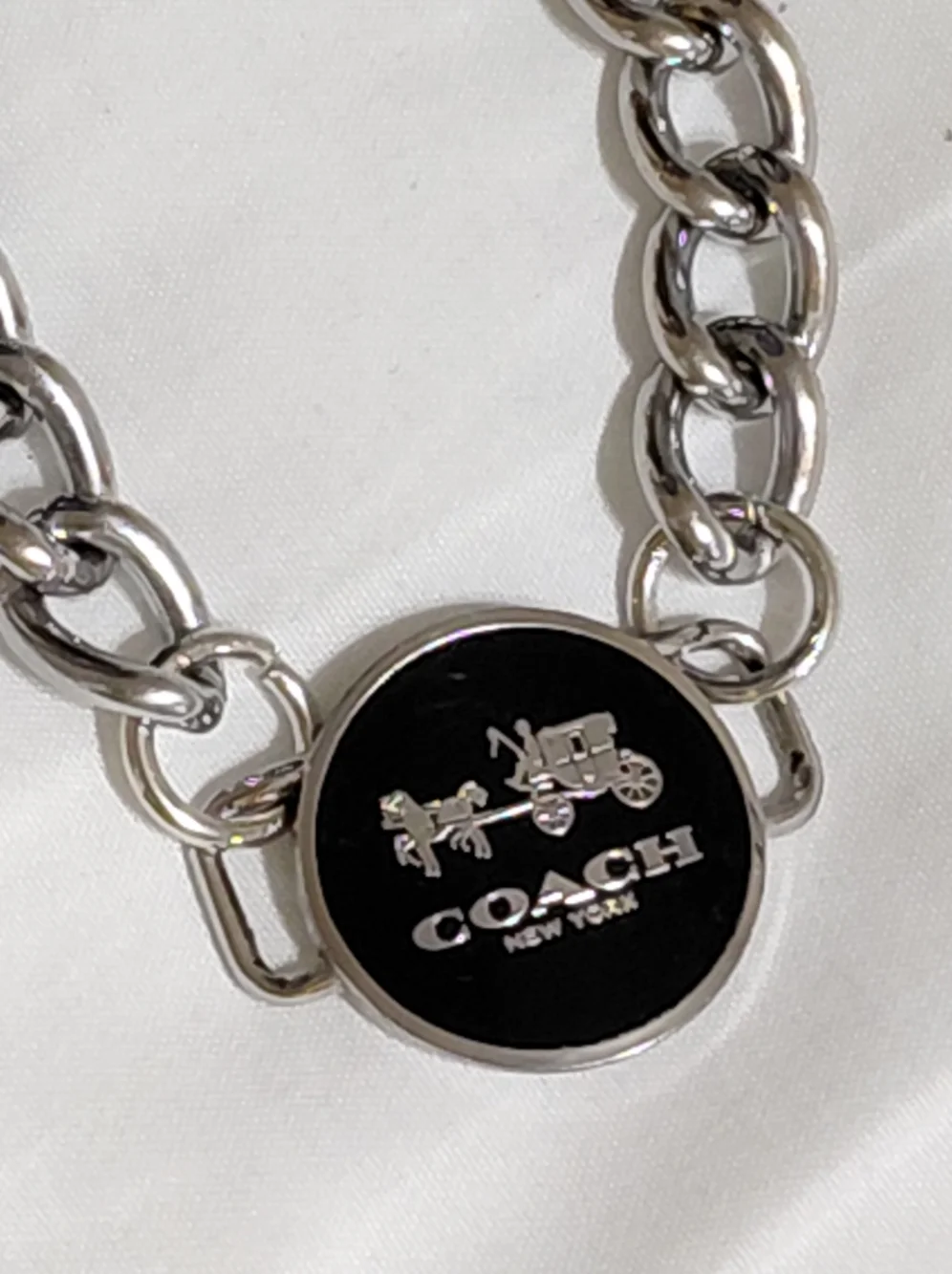 Coach Silver Black Charm Necklace - Picture 2 of 6